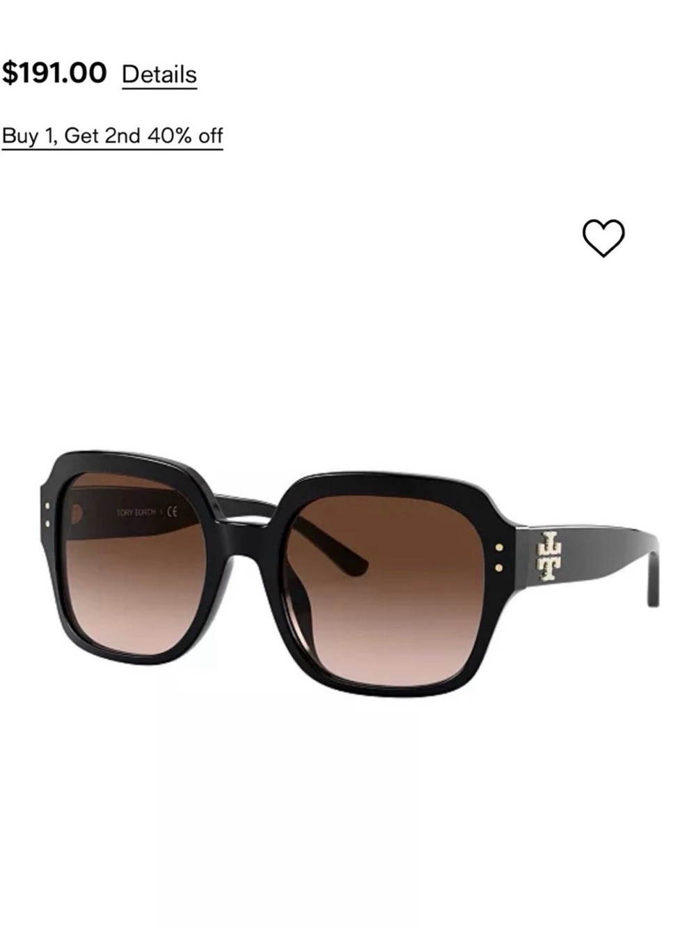 Tory Burch Black Frame Sunglasses with Brown Gradient Lenses